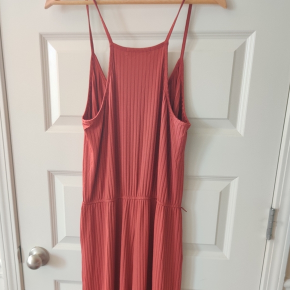 JustFab Ribbed Rust Jumpsuit - Picture 4 of 6